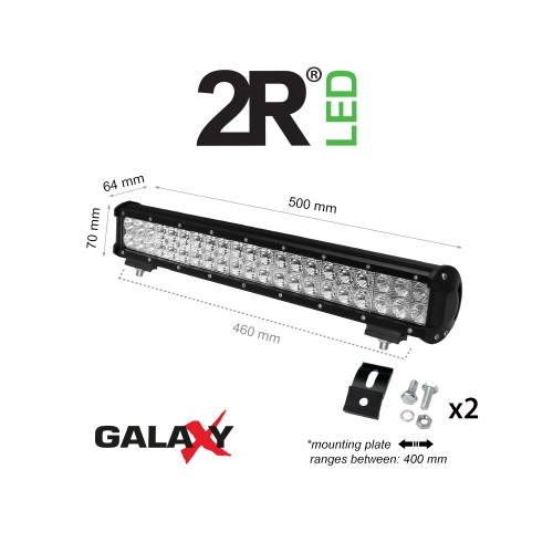 Автомобилен LED Бар, 2R LED, GALAXY LBL C, 12V, 126W, 6000K, 20", 500mm, Combo